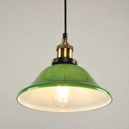 DecorBites™ Green Glass Art Pendant Lamp: Nostalgic Industrial Style for Restaurant, Bar, and Coffee Shop