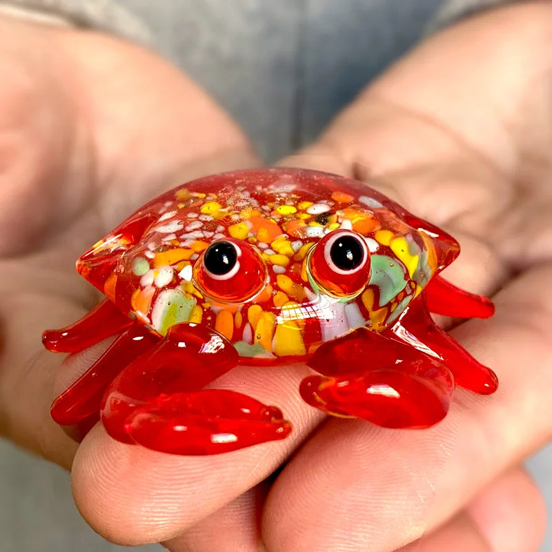 Figuras de cangrejo de cristal DecorBites™: Adornos coleccionables de animales soplados a mano
