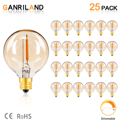 DecorBites™ G40 سلسلة مصابيح LED زجاجية كهرمانية بيضاء دافئة لتزيين الفناء، قابلة للتعتيم 1 وات