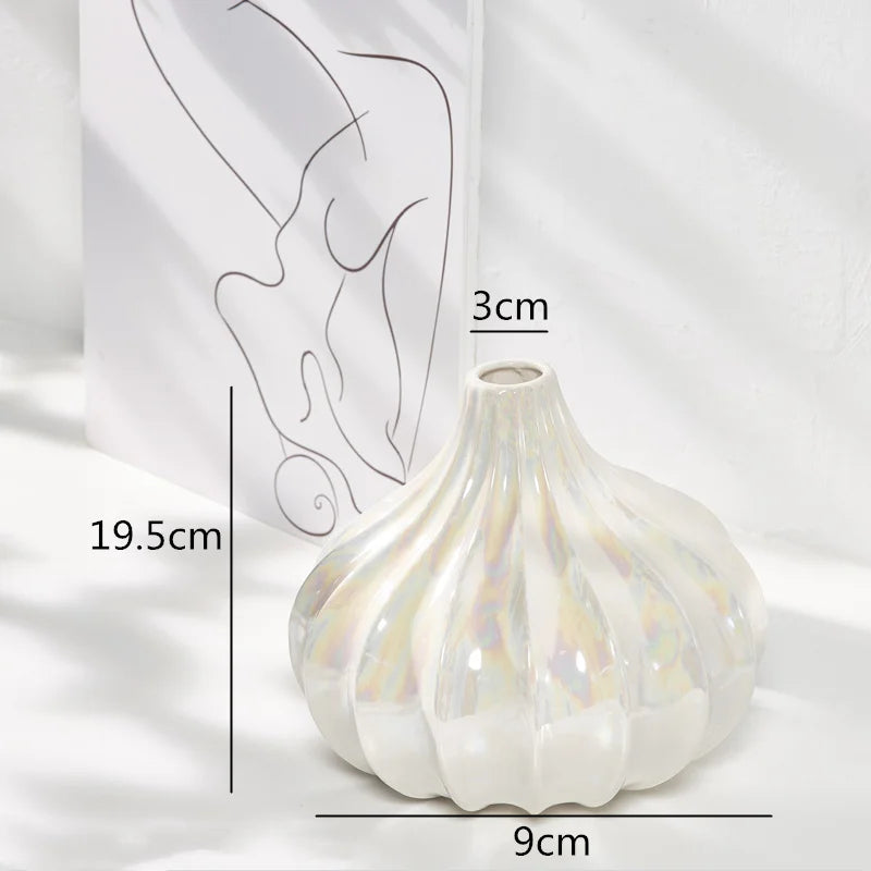 DecorBites™ Ceramic Shell Vase - White Gloss - Abstract Irregular Design for Home Decor