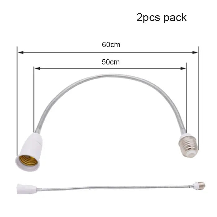 DecorBites™ Gooseneck E27 to E27 Base Extension Adaptor for Lamp Bulb Holder