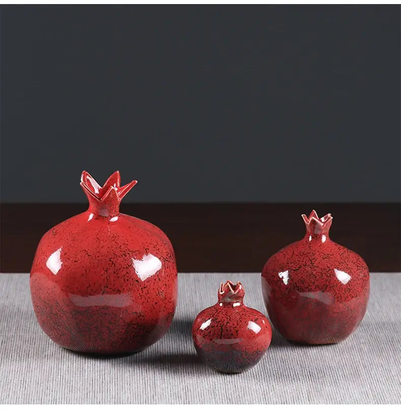 Red Pomegranate Ceramic Vase for Modern Home