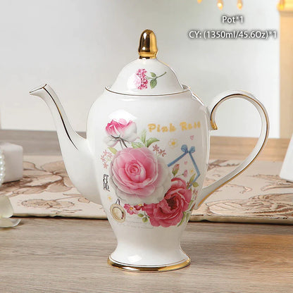 Tetera DecorBites™ de porcelana fina: Elegante cafetera de porcelana europea para amantes del té.