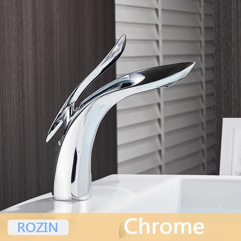 Rose Gold Waterfall Faucet Single-Hole Design