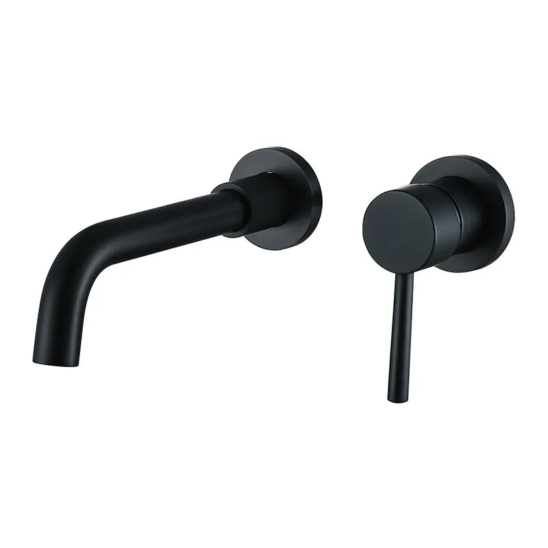Decorbites™ Grifo Mezclador de Latón Dorado para Lavabo de Baño Empotrado en Pared para Agua Caliente y Fría