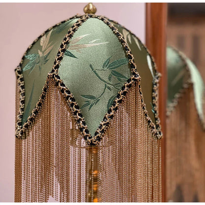 DecorBites™ Bamboo Leaf Jacquard Bedside Lampshade with Tassels
