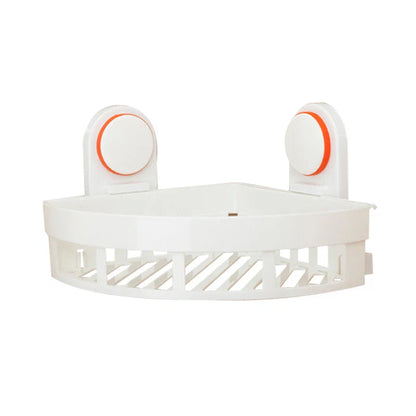 رف حمام DecorBites™ ABS: حامل سلة زاوية مثبت على الحائط ورف دش مزود بكأس شفط