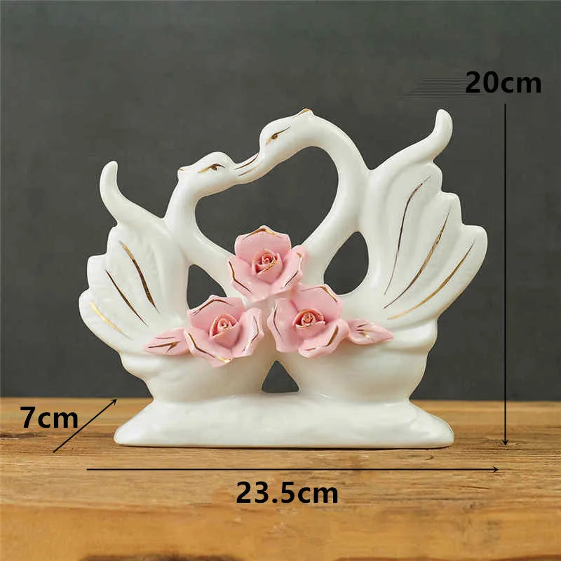 DecorBites™ Elegant Swan Sculpture Figurines Pair for Home Décor & Wedding Gift