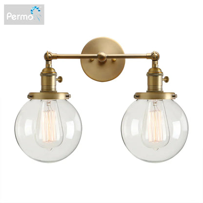 DecorBites™ Double Ball Heads Globe Glass Wall Sconce, Modern Vintage Indoor Lighting