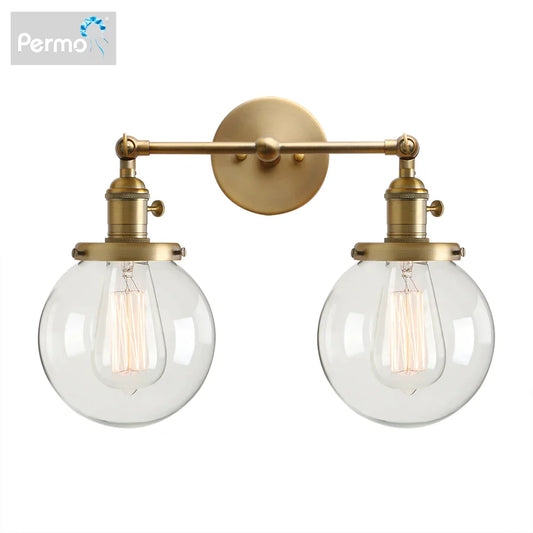 DecorBites™ Double Ball Heads Globe Glass Wall Sconce, Modern Vintage Indoor Lighting