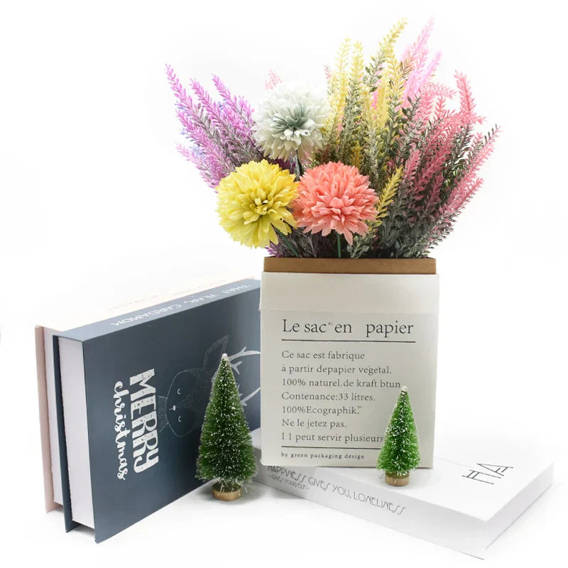 DecorBites™ Lavender Vase: Artificial Flowers Home Decor Wedding Decorative Flower Pot