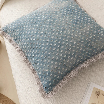 DecorBites™ Denim Fringed Cushion Cover 45x45cm Square for Home Sofa Bed Decoration