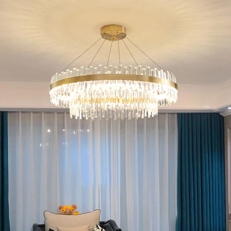 DecorBites™ Circular Double-layer Crystal Chandelier for Living Room Dining Room Led Pendant