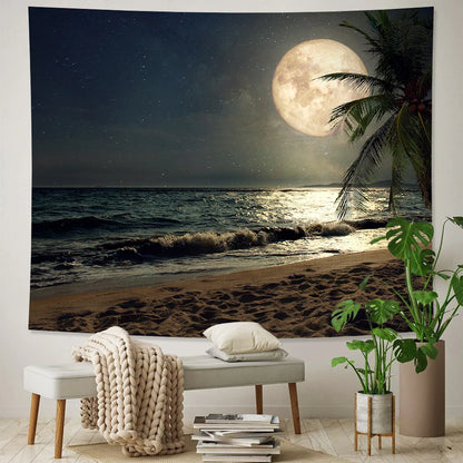 DecorBites™ Beach Moon Night Sky Tapestry for Hippie Bohemia Decor & Yoga Mat