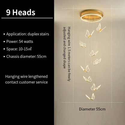 DecorBites™ Butterfly Staircase Pendant Lights Loft Style Lamps