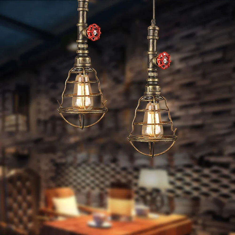 Lámpara colgante de loft retro industrial Decorbites™ con tubería de agua