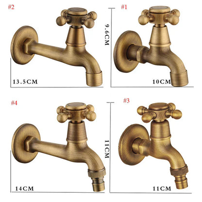 صنبور حمام سباحة صغير من DecorBites™‎ من النحاس العتيق يُثبت على الحائط مزود ببابين