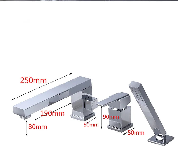 DecorBites™ Brushed Gold 3-Hole Widespread Bath and Shower Faucet with Hand Shower Head