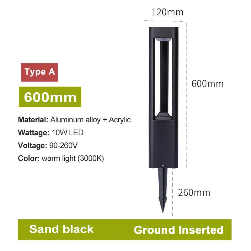 DecorBites™ LED Bollard Lawn Lamp: Stylish Waterproof Outdoor Garden Path Light