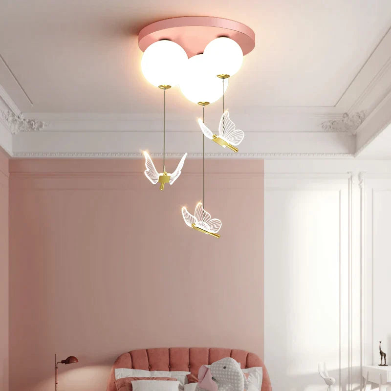 DecorBites™ Butterfly Ball Ceiling Lamp: Warm & Romantic Pendant Light for Children's Room
