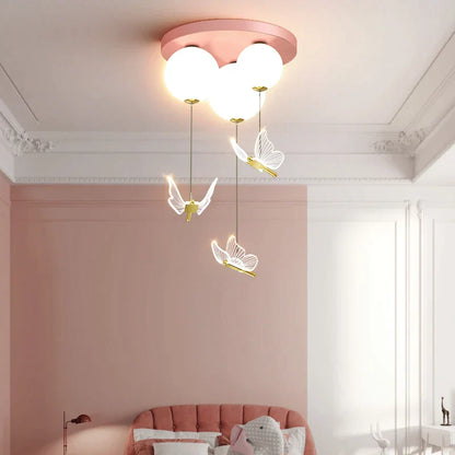 DecorBites™ Butterfly Ball Ceiling Lamp: Warm & Romantic Pendant Light for Children's Room