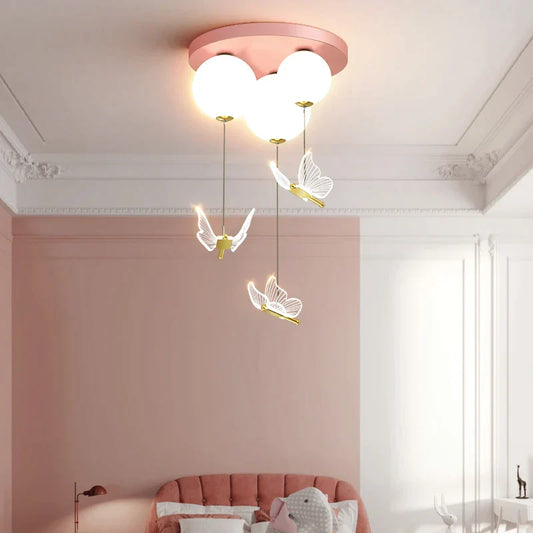 DecorBites™ Butterfly Ball Ceiling Lamp: Warm & Romantic Pendant Light for Children's Room