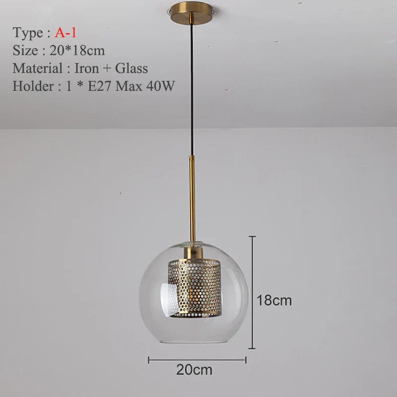 مصباح معلق من الزجاج على شكل كرة من DecorBites™، مناسب للمطبخ الحديث وغرفة الطعام والمعيشة