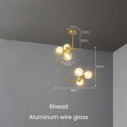 DecorBites™ Gold Glass Ball Chandelier for Living Room Kitchen Bedroom - 220V 110V
