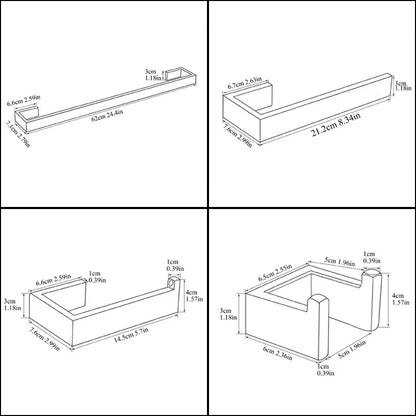 DecorBites™ Brushed Bath Hardware Set: Robe Hook, Towel Bar, Shelf, Tissue Holder, Toothbrush Stand