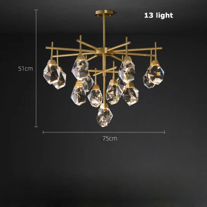 DecorBites™ Diamond Crystal Stone Lustre Chandelier for Dinning Room