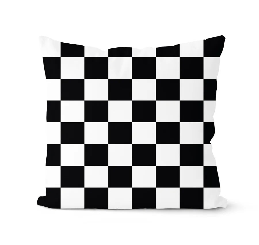 طقم أغطية وسائد هندسية باللونين الأبيض والأسود من DecorBites™ - وسادة لتزيين الأريكة المنزلية