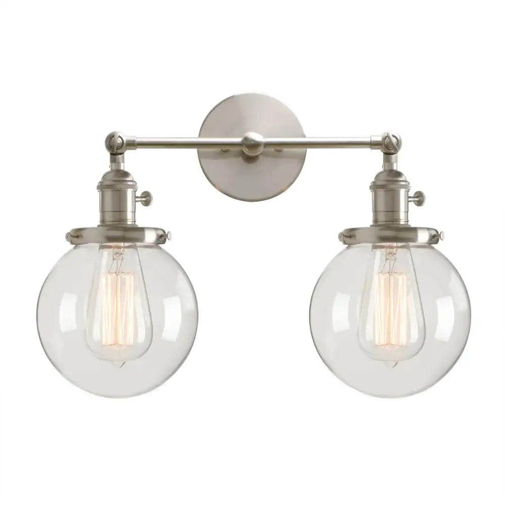 DecorBites™ Double Ball Heads Globe Glass Wall Sconce, Modern Vintage Indoor Lighting