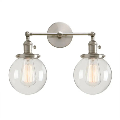 DecorBites™ Double Ball Heads Globe Glass Wall Sconce, Modern Vintage Indoor Lighting