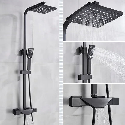 DecorBites™ Black Thermostatic Rain Shower Faucet Set for Wall Mounted Bathrooms