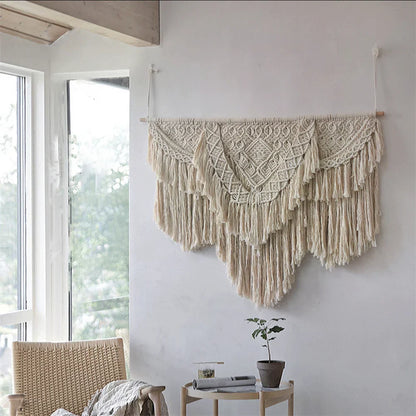 Decobites Macrame Wedding Tapestry: Boho Nordic Wall Hanging DeCor - Hand-made Cotton Art