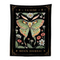 Decobites Moon Moth Tapestry Wall Hanging - Mystical Moon Phase & Cottagecore Wall Art