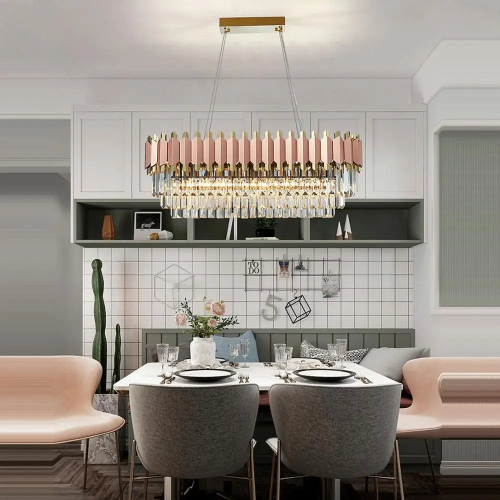 DecorBites™ E14 LED Crystal Stainless Steel Rose Gold Pendant Lights