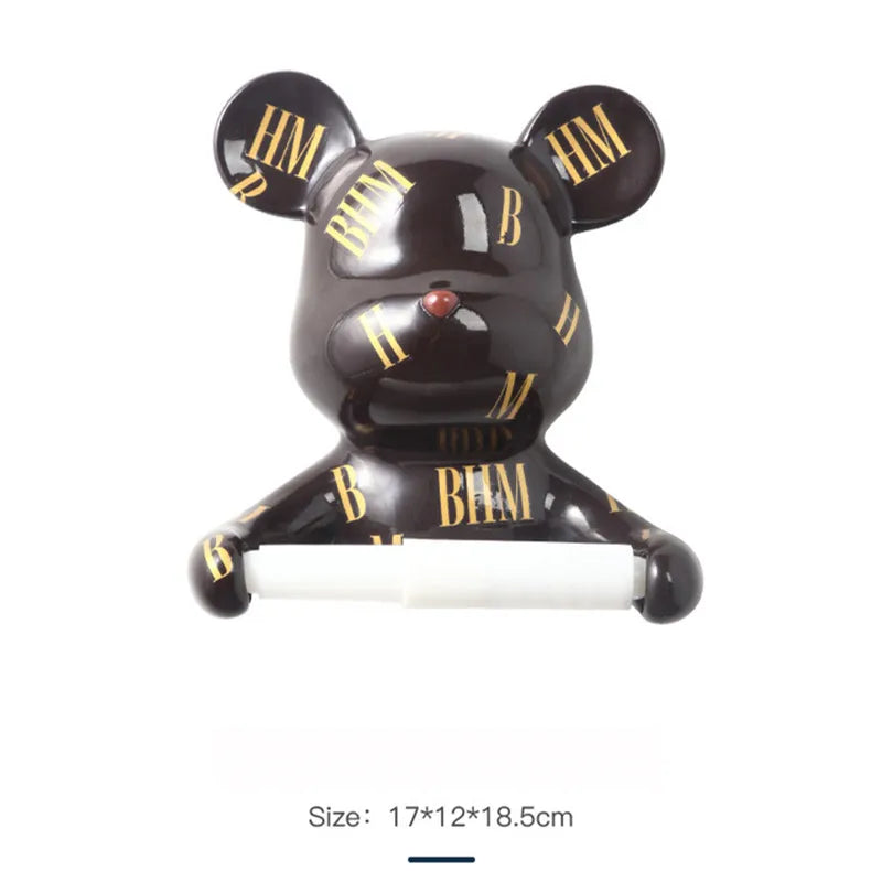 حامل مناديل ورقية على شكل دب من الراتنج من DecorBites™: حامل مناديل معلق على شكل حيوان نورديك لديكور الحائط العصري