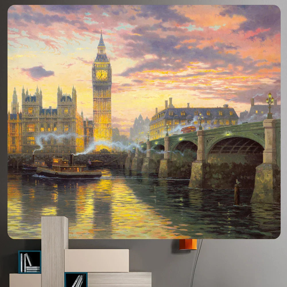 DecorBites™ Christmas Snow Forest Oil Painting Tapestry - Home Bohemian Wall Decoration