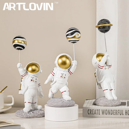 DecorBites™ Astronauts Figurines Gold Tabletop Decoration Creative Spaceman Figures