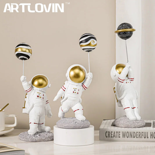 DecorBites™ Astronauts Figurines Gold Tabletop Decoration Creative Spaceman Figures