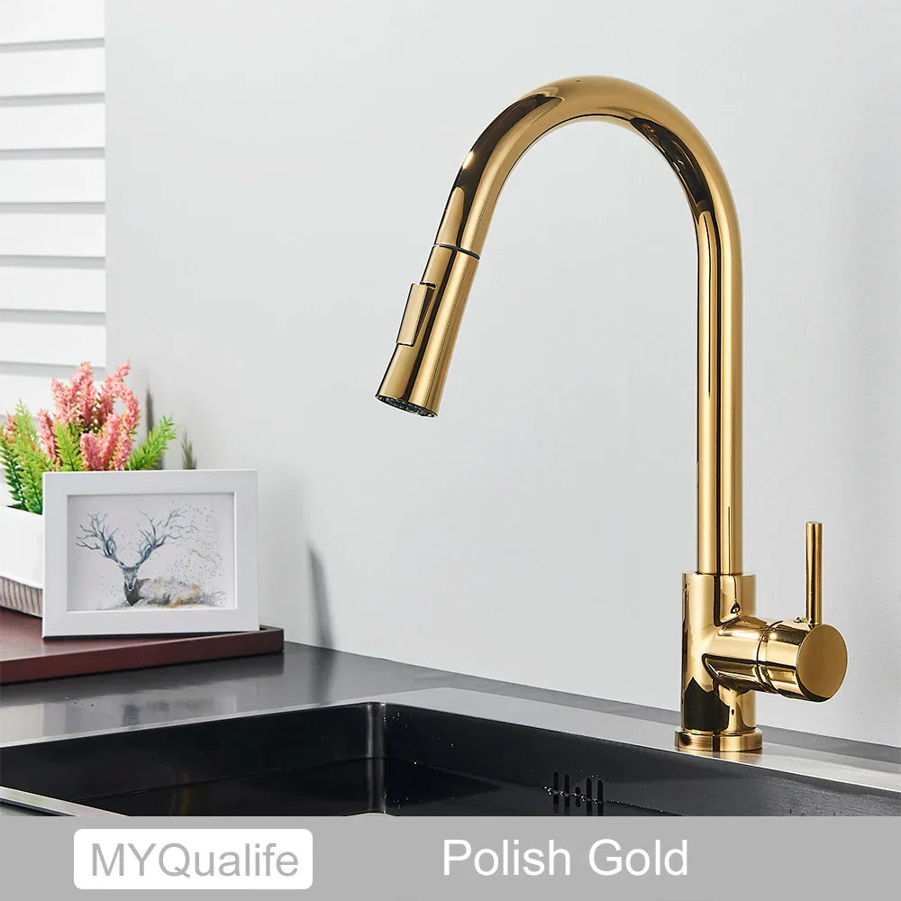 DecorBites™ Gold Kitchen Faucet with Touch Sensor Control for Sensitive Mixer Experience