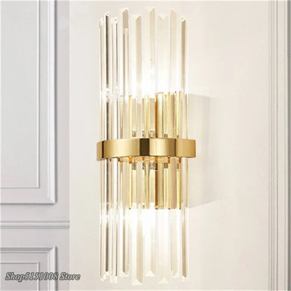 DecorBites™ Crystal Golden Wall Lamp: Luxury American Country Style Light Fixtures