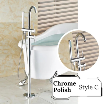 صنبور حوض استحمام نحاسي عتيق من DecorBites™ مزود بفوهة دوارة وخلاط ساخن وبارد