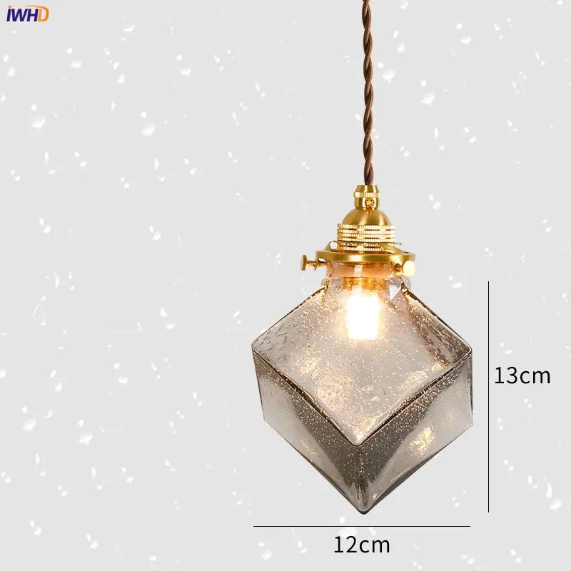 Luces colgantes de vidrio japonés Decorbites™: Decoración de cobre industrial vintage para dormitorio y sala de estar