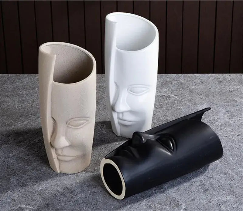 Handmade Ceramic Face Vase for Home Decor