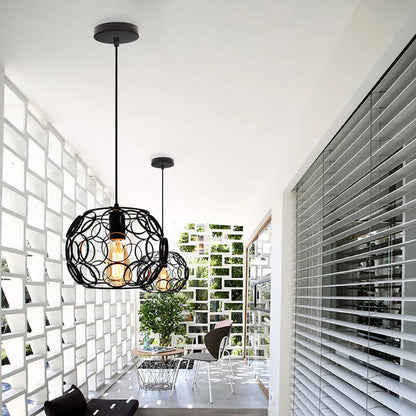 DecorBites™ Industrial Iron Pendant Lights Modern Metal Cage E27 LED Hanging Lamp for Home & Restaurant