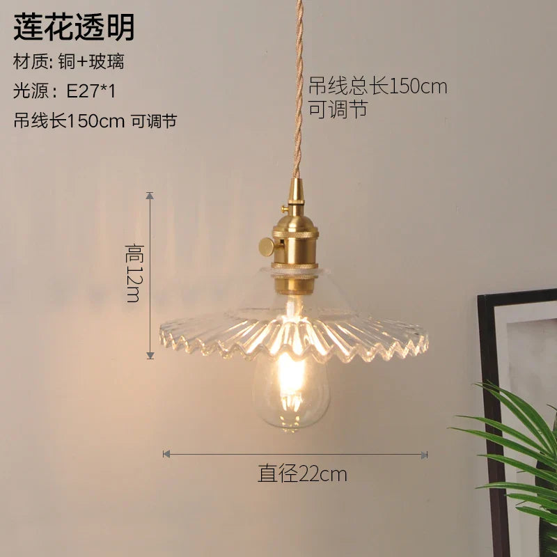 DecorBites™ Glass Copper Pendant Light: Modern Nordic Style Hanging Lamp for Kitchen, Dining, and Living Room