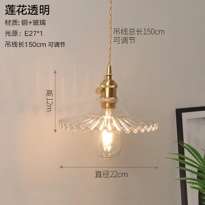 DecorBites™ Glass Copper Pendant Light: Modern Nordic Style Hanging Lamp for Kitchen, Dining, and Living Room