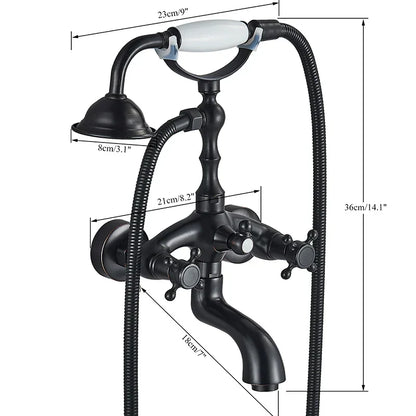 DecorBites™ Brass Bathtub Shower Faucet Set with Dual Knobs and Handshower